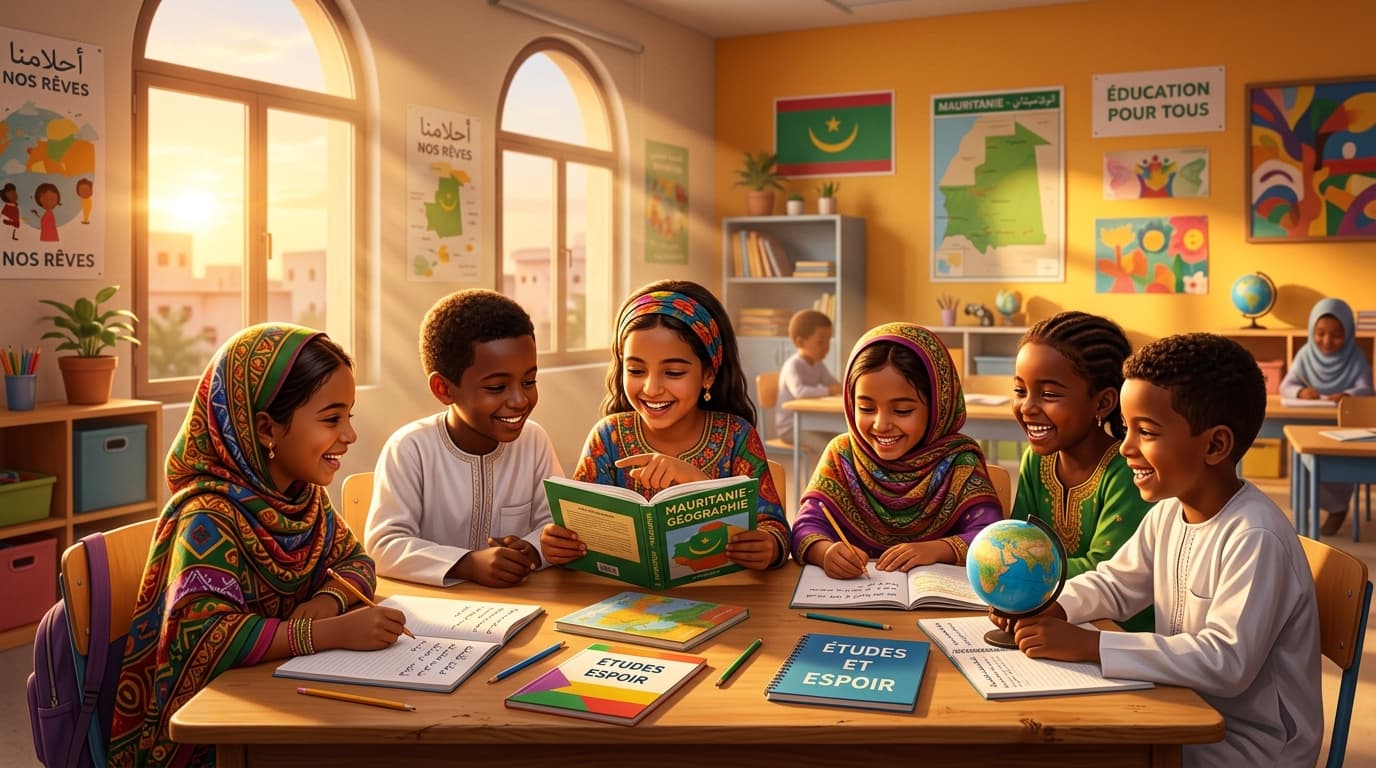 Enfants mauritaniens heureux d'apprendre